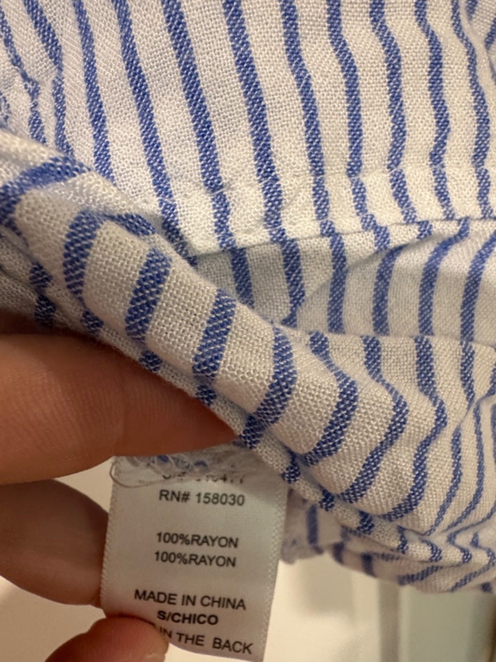 Love Tree Blue and White Striped Tie-Front Crop Top / AA25 - Picture 4 of 4